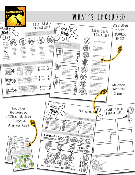 Probability Quiz / Practice Activity: "Choose & Create"