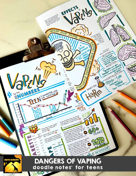 Dangers of Vaping Doodle Notes for Teens | E-cigs by the Numbers