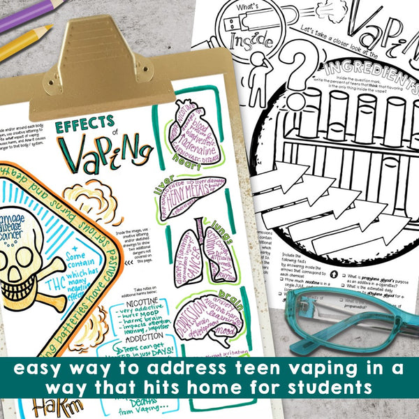 Dangers of Vaping Doodle Notes for Teens | E-cigs by the Numbers