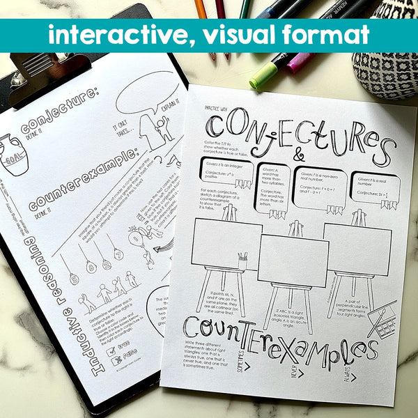 Conjectures & Counterexamples - Inductive Reasoning Geometry Logic Doodle Notes