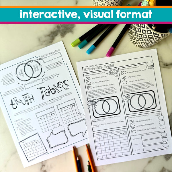 Symbolic Logic Doodle Notes - Truth Tables, Conjunctions, & Disjunctions