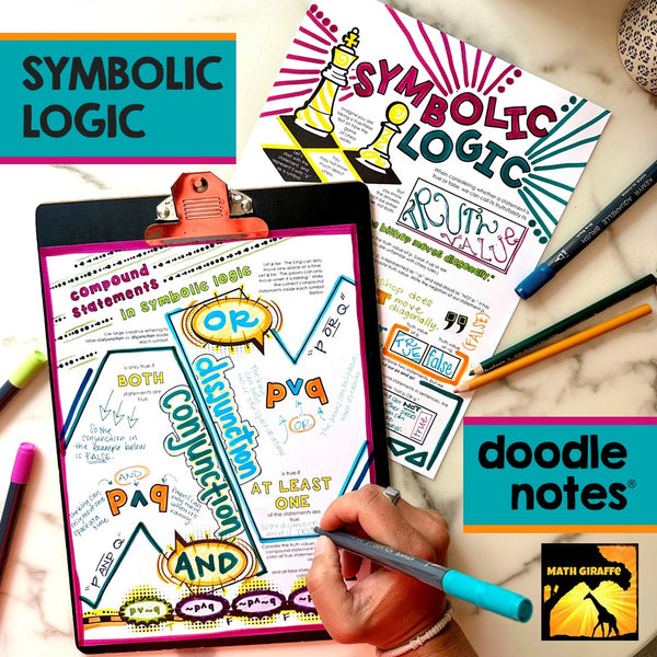 Symbolic Logic Doodle Notes - Truth Tables, Conjunctions, & Disjunctions
