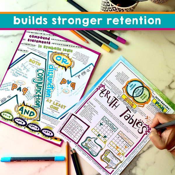 Symbolic Logic Doodle Notes - Truth Tables, Conjunctions, & Disjunctions