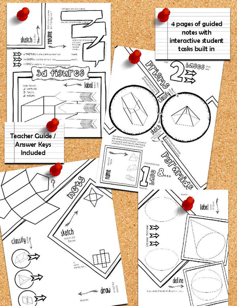 3D figures Doodle Notes Prisms Pyramids