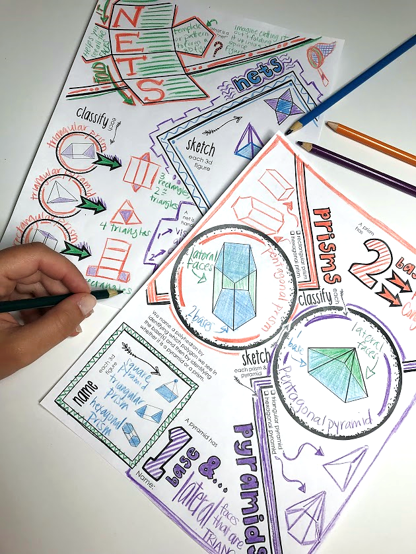 3D figures Doodle Notes Prisms Pyramids