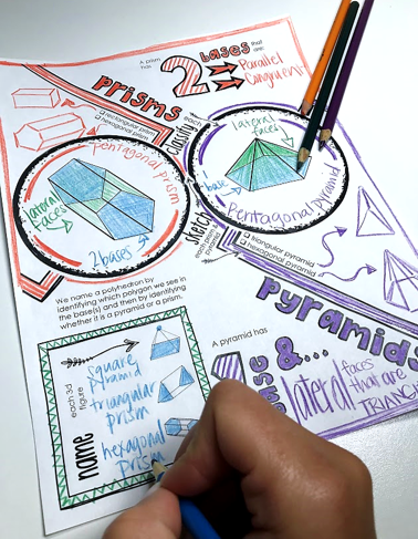 3D figures Doodle Notes Prisms Pyramids