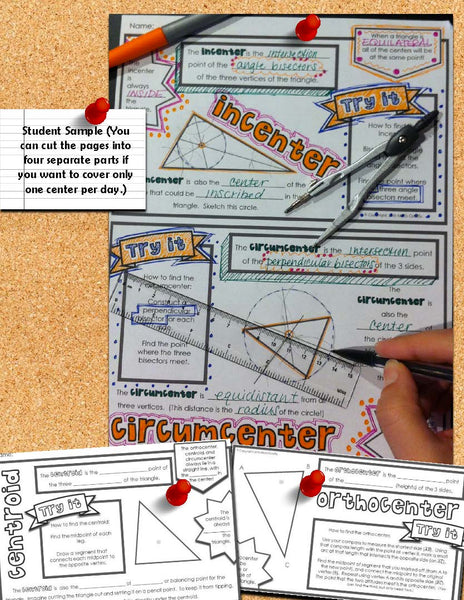 Centers of triangles doodle notes