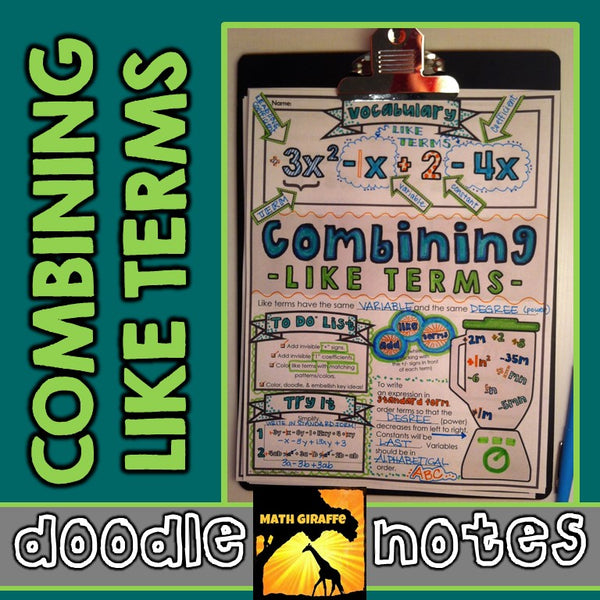 Combining Like Terms Doodle Notes