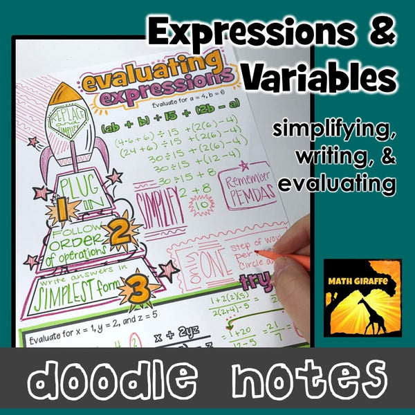 Variables & Expressions Doodle Notes pre-algebra
