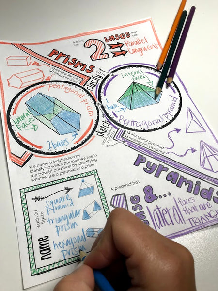 3D figures Doodle Notes Prisms Pyramids