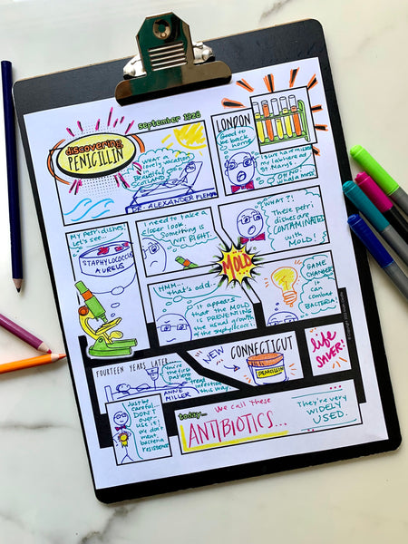 COMIC Doodle Note Template Set  science