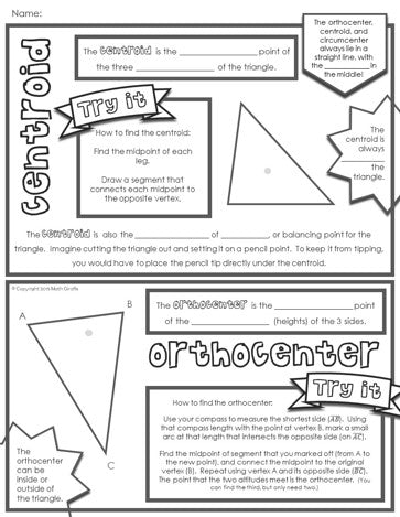 Centers of triangles doodle notes
