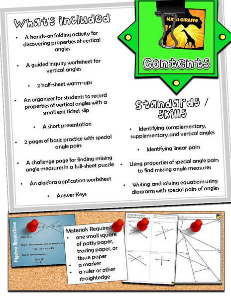 Geometry Discovery Activities triangle vertical angles