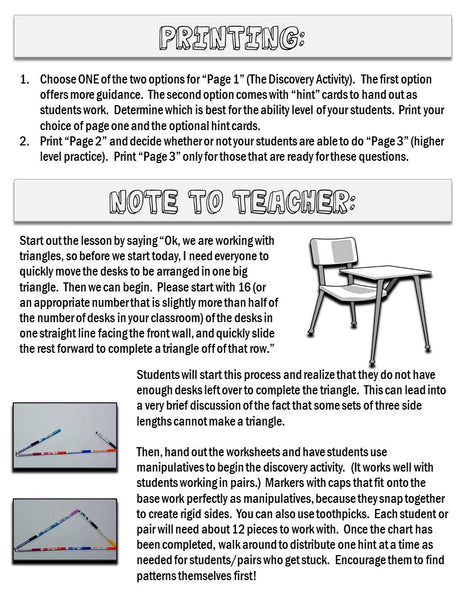 Geometry Discovery Activities triangle inequality theorem