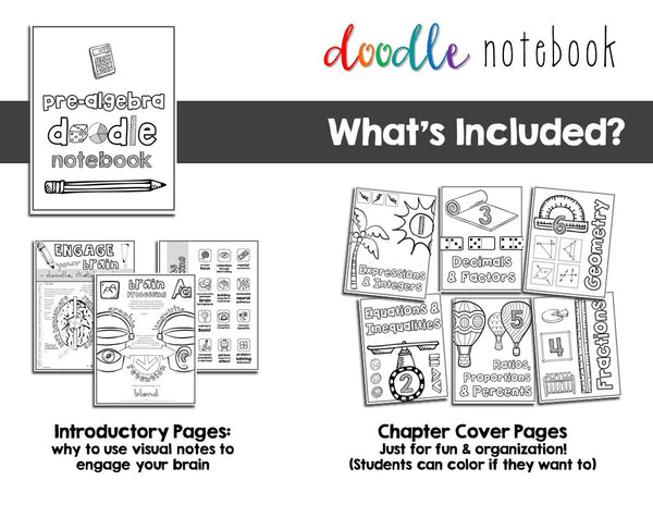 Middle School Pre-Algebra Doodle Note Book