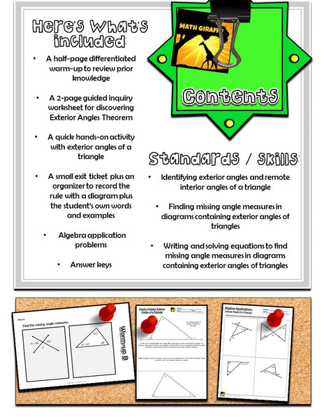 Geometry Discovery Activities triangle exterior angles