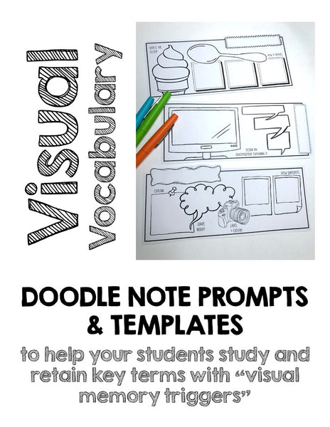 Visual Vocabulary Prompts: Doodle Note Review Card Templates