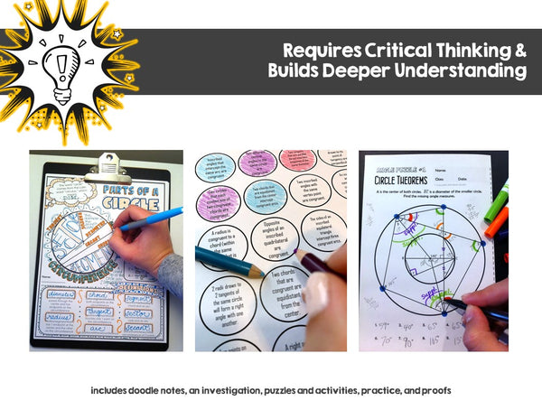 Circle Theorems Bundle: Activities, Proofs, Puzzles Circle Properties proofs