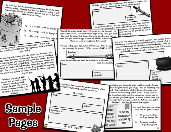 Percent Equations: "Choose Your Own Journey" Book