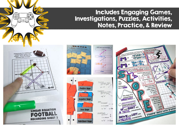 Linear Equations Bundle: Slope & Graphing | Activities, Games, Notes, & Puzzles