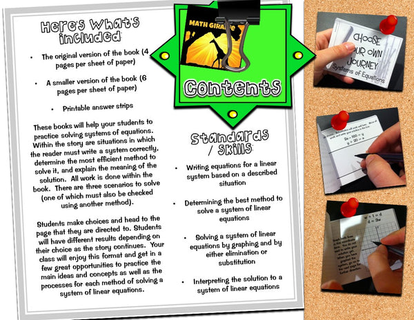 Systems of Equations: "Choose Your Own Journey" book