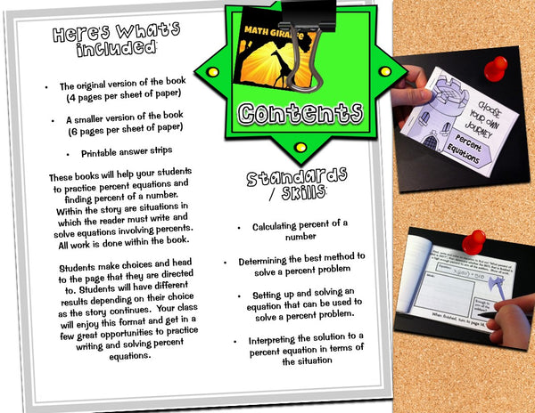 Percent Equations: "Choose Your Own Journey" Book