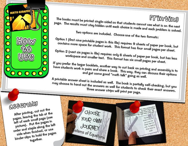 Systems of Equations: "Choose Your Own Journey" book