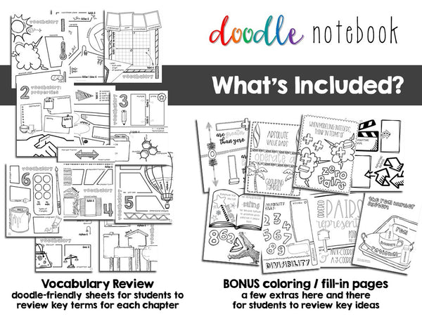 Middle School Pre-Algebra Doodle Note Book