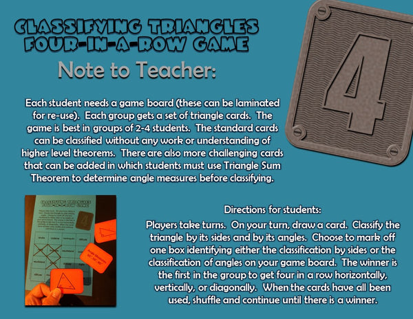 Classifying Triangles Four-In-A-Row Game