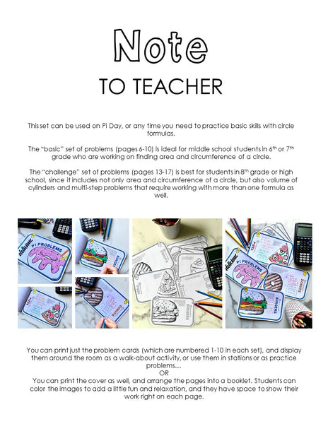 Delicious Pi Problems Booklet Stations Math Giraffe