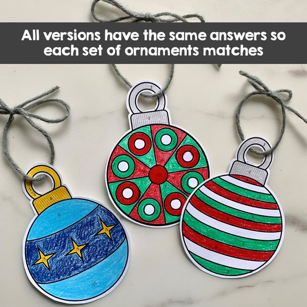 Equation Ornaments: Solve and Color - Solving Algebra Equations for Christmas