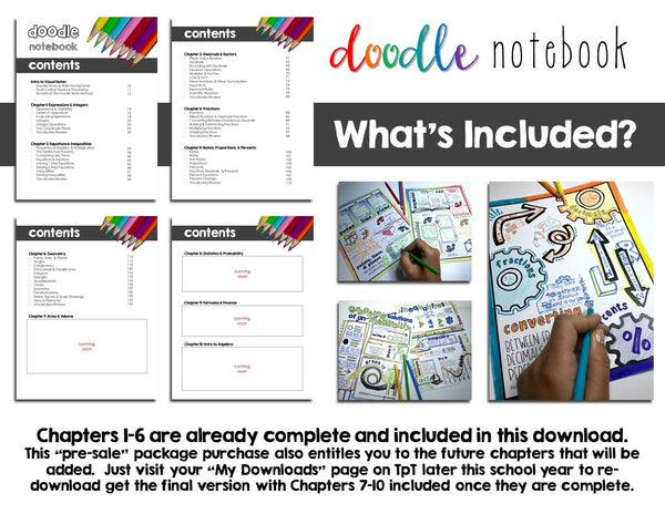 Middle School Pre-Algebra Doodle Note Book
