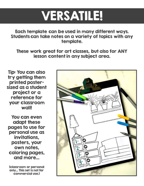 artistic doodle note templates