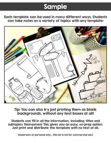 ADVENTURE Doodle Note Template Set