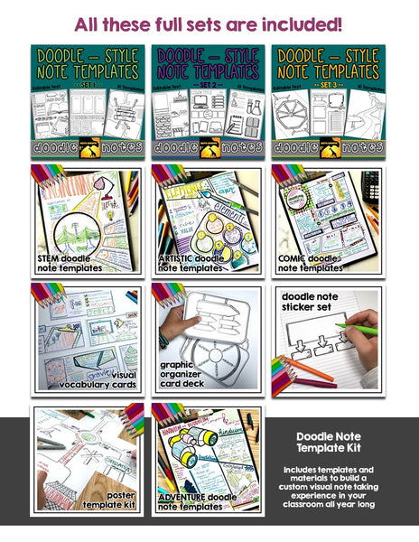 Variety of  Doodle Note Templates Included