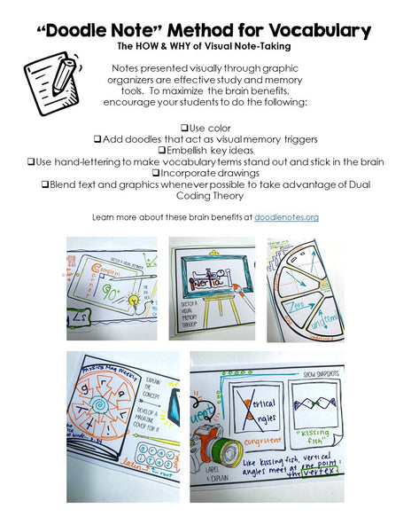 Visual Vocabulary Prompts: Doodle Note Review Card Templates