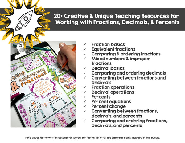 Fractions, Decimals, & Percents Activity Bundle: Games, Notes, Practice, & Puzzles