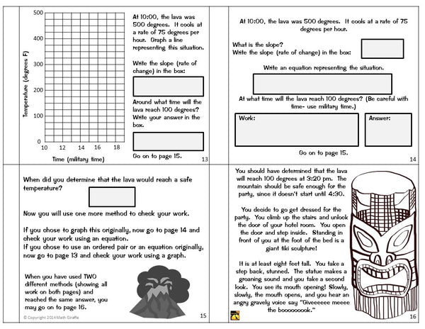 Slope Linear Equations: "Choose Your Own Journey" Book fun math