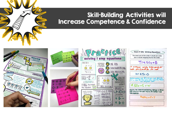 Expressions & Equations Bundle: Activities, Games, & Notes for Algebra Skills