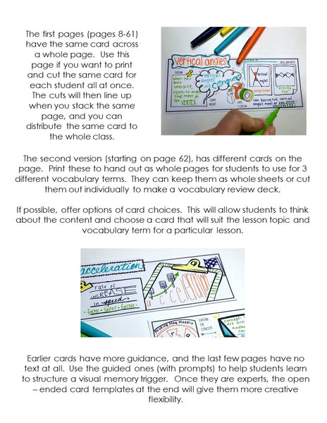 Visual Vocabulary Prompts: Doodle Note Review Card Templates