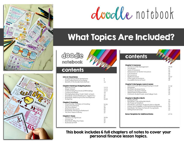 Financial Literacy Doodle Note Book for Teens