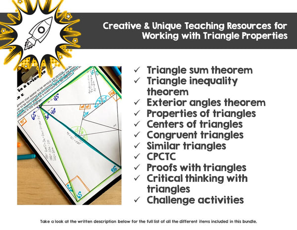 Triangles Activity Bundle: High School Geometry- Triangle Properties & Theorems