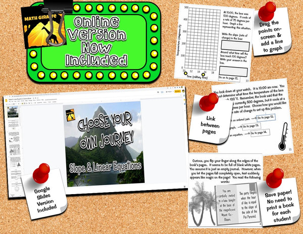 Slope Linear Equations: "Choose Your Own Journey" Book fun math