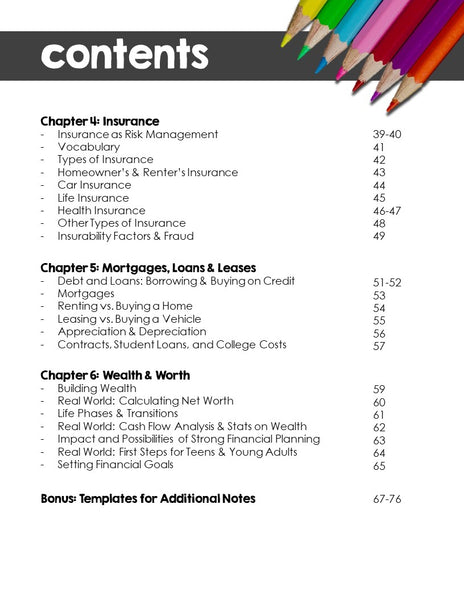 Financial Literacy Doodle Note Book for Teens