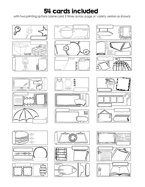 Visual Vocabulary Prompts: Doodle Note Review Card Templates