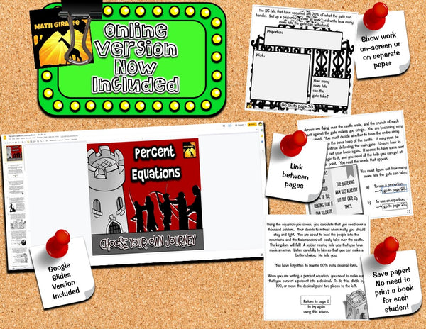 Percent Equations: "Choose Your Own Journey" Book