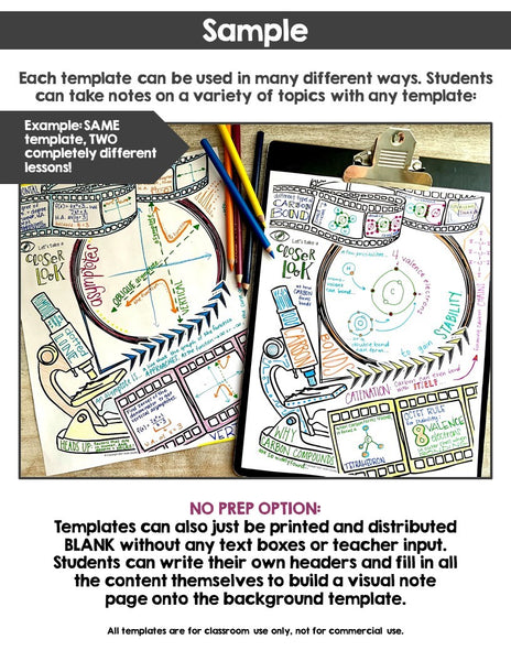 Same Doodle Note Template with two different lessons