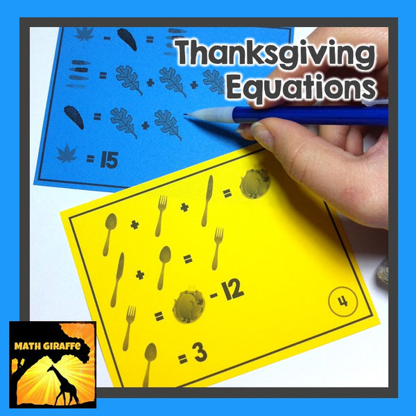 Thanksgiving Algebra equation puzzles