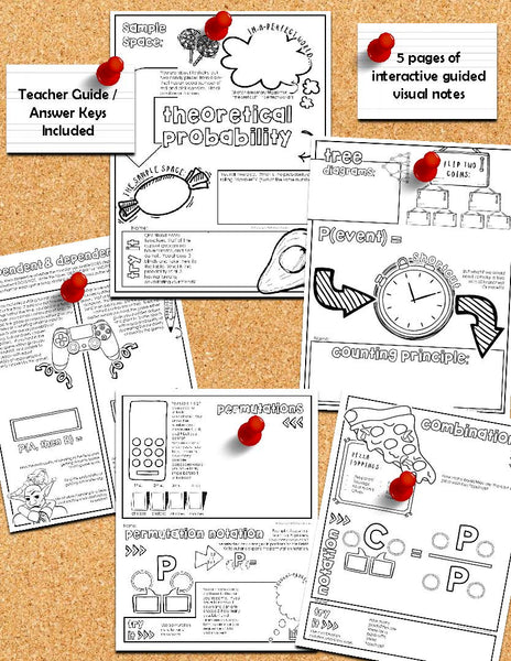 Theoretical Probability Doodle Notes Set middle school math