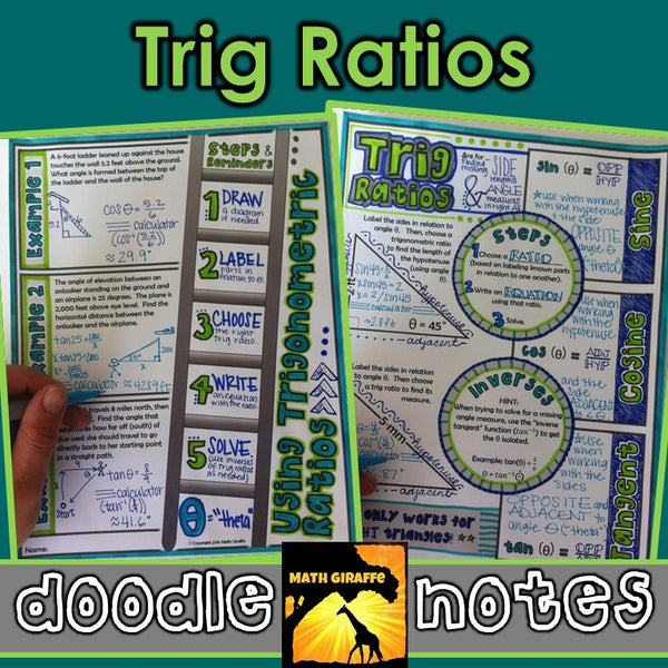 Trigonometric Ratios Doodle Notes high school geometry  trig ratios